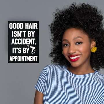 Good Hair Isn’t by Accident, It’s by Appointment Wooden Salon Sign, Funny Hair Stylist Gift, Black and White Decor for Hairdressers, Made in USA
