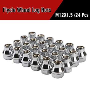 FLYCLE M12x1.5 Chrome Extended Thread Lug Nuts - 24PCS Aftermarket Wheels