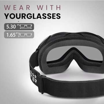 OutdoorMaster OTG Ski Goggles – Perfect for Glasses – 100% UV Protection
