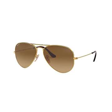 Ray-Ban RB3025 Classic Aviator Sunglasses, Gold/Polarized Brown Gradient, 58 mm