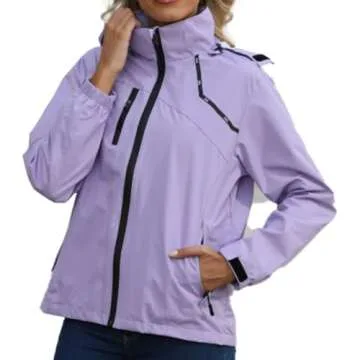 GIISAM Waterproof Lightweight Hiking Jacket with Hood for Women