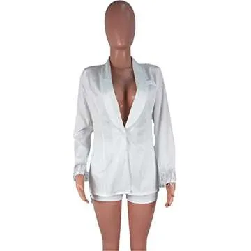 Elegant Womens 2-Piece Tassel Blazer & Bodycon Shorts