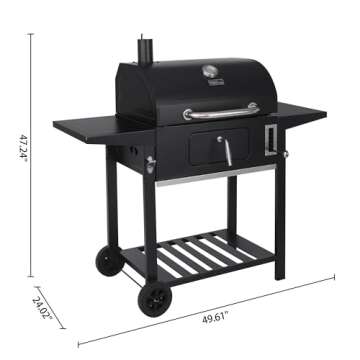 Royal Gourmet CD1824AX 24-Inch Charcoal Grill Outdoor BBQ Smoker Picnic Camping Patio Backyard Cooking, Black