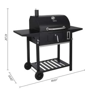 Royal Gourmet CD1824AX 24-Inch Charcoal Grill Outdoor BBQ Smoker Picnic Camping Patio Backyard Cooking, Black