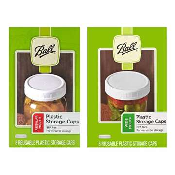 Ball Storage Caps 8-Count Regular Mouth Jar & 8-Count Wide Mouth Jar Combo (16-Caps Total)
