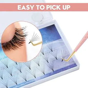 Ms.Queen Lash Extension Tweezers,Diamond Grip 90 Degree False Lashes Tweezers 3D 6D Mink Eyelash Make Fans