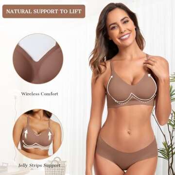 OEAK Womens Push Up Everyday Bras Comfortable Wireless Bralettes V Neck Seamless Bra Smooth Brassier...