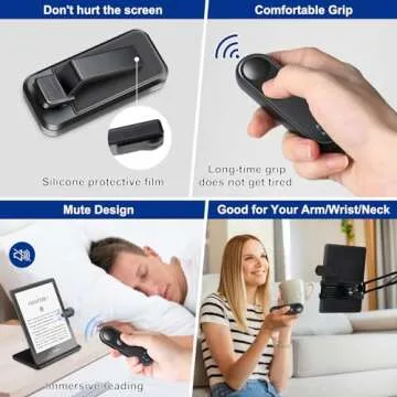 Smanu RF Remote Control Page Turner for Kindle Paperwhite Oasis Scribe Kobo,Clicker Page Turner Kindle Accessories for iPhone,iPad, Android Tablets Reading Novels,Camera Video Record&Shutter Selfie