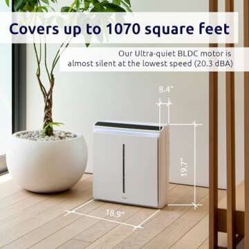 Rabbit Air, A3 SPA-1000N Air Purifiers for Home, Ultra Quiet HEPA Air Purifier - Wall Mountable Air ...