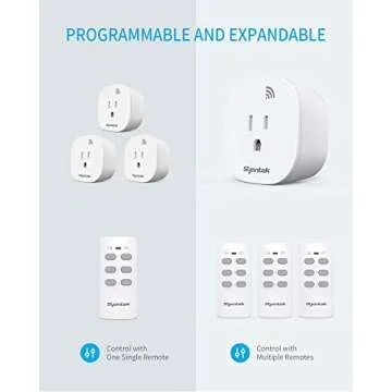 Syantek Remote Control Outlet Wireless Light Switch for Household Appliances, Expandable Remote Light Switch Kit, Up to 100 ft Range, FCC Certified, ETL Listed, White (3 Outlets + 1 Remotes)