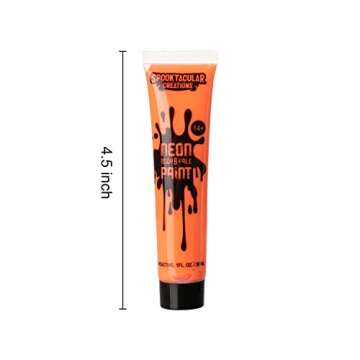 Spooktacular Creations 8 Tubes of 1 oz Black Light Face and Body Paints Non Toxic Facepaint in 8 Neon Colors for Halloween Costume Makeup Halloween Glow Party Supplies