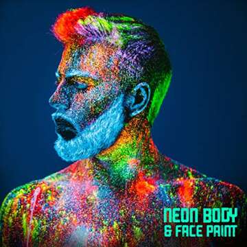 Spooktacular Creations 8 Tubes of 1 oz Black Light Face and Body Paints Non Toxic Facepaint in 8 Neon Colors for Halloween Costume Makeup Halloween Glow Party Supplies