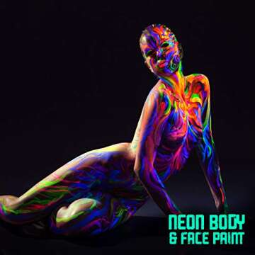 Spooktacular Creations 8 Tubes of 1 oz Black Light Face and Body Paints Non Toxic Facepaint in 8 Neon Colors for Halloween Costume Makeup Halloween Glow Party Supplies