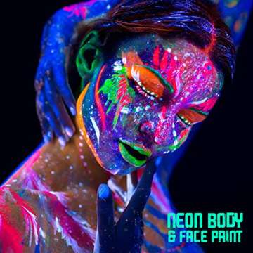 Spooktacular Creations 8 Tubes of 1 oz Black Light Face and Body Paints Non Toxic Facepaint in 8 Neon Colors for Halloween Costume Makeup Halloween Glow Party Supplies