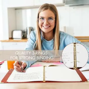 Aesthetic 3 Ring Binder Set of 2 - Sturdy 1 Inch Binder Fits Letter Sized Paper - A Cute Holder for Women or Men with Pocket Easily Organizes Your Paperwork for School, Office or Work