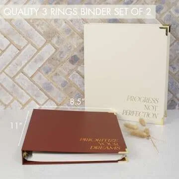 Aesthetic 3 Ring Binder Set of 2 - Sturdy 1 Inch Binder Fits Letter Sized Paper - A Cute Holder for Women or Men with Pocket Easily Organizes Your Paperwork for School, Office or Work