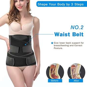 TiRain 3 in 1 Postpartum Belly Support Recovery Belly/Waist/Pelvis Belt C Section Postpartum Belly Wrap Band Corset waist trainer
