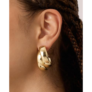 PAVOI Elegant 14K Gold Plated Hoop Earrings for Women