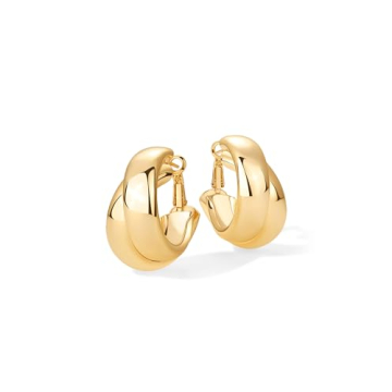 PAVOI Elegant 14K Gold Plated Hoop Earrings for Women