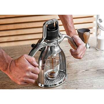 ROK EspressoGC Manual Espresso Maker - Portable Hand Powered Espresso Machine with Stainless Steel Portafilter, Ideal for Quick Coffee, Travel, Camping, and Home Use
