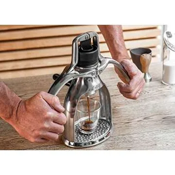 ROK EspressoGC Manual Espresso Maker - Portable Hand Powered Espresso Machine with Stainless Steel Portafilter, Ideal for Quick Coffee, Travel, Camping, and Home Use