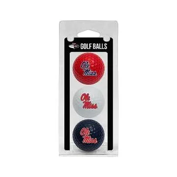 Team Golf NCAA Ole Miss Rebels 3 Golf Ball Pack Regulation Size Golf Balls, 3 Pack, Full Color Durab...