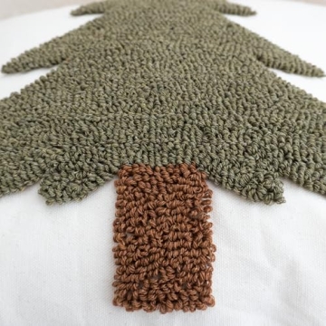 VANNCIO Green Tufted Christmas Tree Pillow Cover 18x18