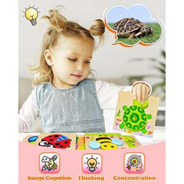 Bekayshad Wooden Puzzles Toddler Toys Gifts for 1 2 3 Year Old Boys Girls, 8 Pack Animal Jigsaw Puzzles Montessori Toys, Learning Educational Christmas Birthday Gifts for Girls Boys Ages 1-3