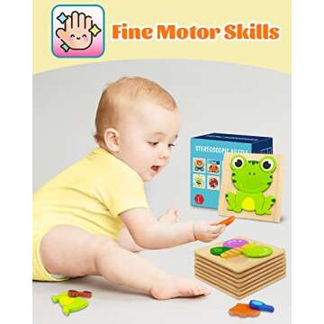 Bekayshad Wooden Puzzles Toddler Toys Gifts for 1 2 3 Year Old Boys Girls, 8 Pack Animal Jigsaw Puzzles Montessori Toys, Learning Educational Christmas Birthday Gifts for Girls Boys Ages 1-3