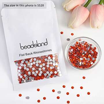 Beadsland Orange Rhinestones 1440pcs SS20 for Crafting