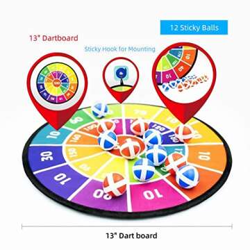 Gdaytao 13" Standard Dart Board for Kids with 12 Dart Balls, Boys Toys Age 5-7 & 8-10, Toys for Boys Ages 5-13, Toy for 3 Year Old and Up, Ideal Gifts for 3-12 Year Old Boys and Girls