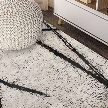 Leesentec Area Rugs Soft Modern Rug Carpet Geometric Stripe Rug Non Slip Rug for Bedroom Living Room Floor Mat (3.9' * 5.2', Stripe)