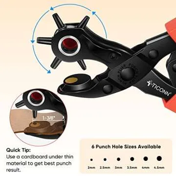 TICONN Heavy Duty Leather Hole Punch Tool for DIY Crafts