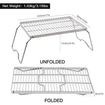 Portable 17" Campfire Grill - REDCAMP Heavy Duty Cooking