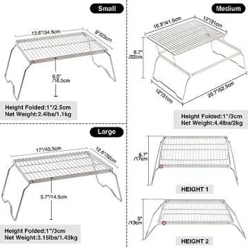 Portable 17" Campfire Grill - REDCAMP Heavy Duty Cooking