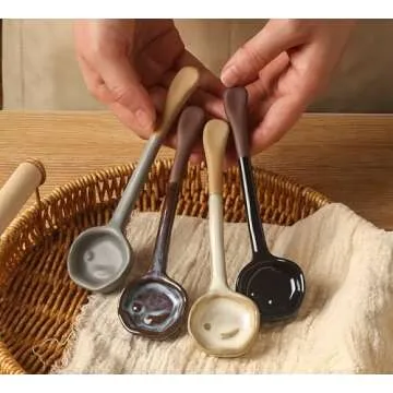 4-Pack Ceramic Coffee and Tea Scoops - Vintage Style