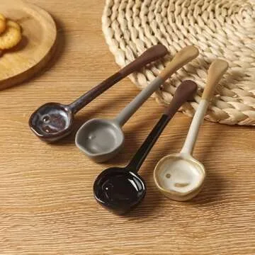 4-Pack Ceramic Coffee and Tea Scoops - Vintage Style