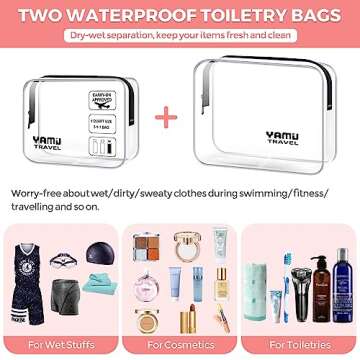 YAMIU Packing Cubes for Suitcases, 7 Pcs luggage organizer bags with Shoe Bag, 2 Waterproof Travel Toiletry Bags, Travel Cubes for Travel Essentials Travel Accessories