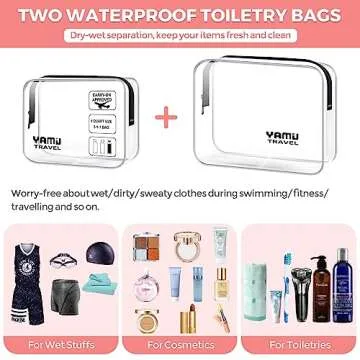 YAMIU Packing Cubes for Suitcases, 7 Pcs luggage organizer bags with Shoe Bag, 2 Waterproof Travel Toiletry Bags, Travel Cubes for Travel Essentials Travel Accessories