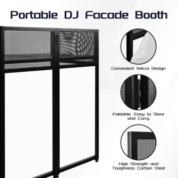 Portable DJ Booth 40" x 20", DJ Facade Table with Black/White Light Scrims, Foldable DJ Stand for Laptop and Controller,with Carry Bag, Cable Hole, Perfect for Bars, Clubs, Party, Private Events