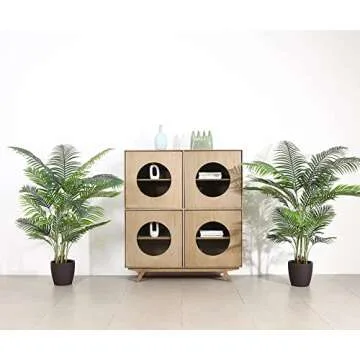 Fopamtri Artificial Areca Palm Plant 6 Feet Fake Palm Tree with 20 Trunks Faux Tree for Indoor Outdoor Modern Decoration Feaux Dypsis Lutescens Plants in Pot for Home Office, 2 Pack