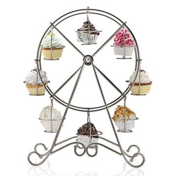 Home-X Rotating Ferris Wheel Cupcake and Dessert Server, for 8 Cupcakes