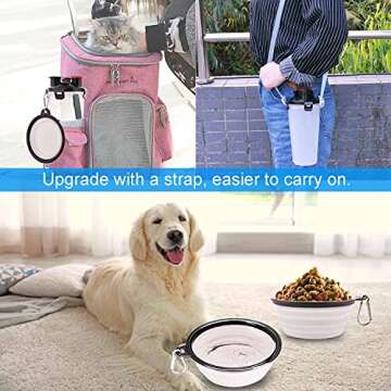 Dog Travel Water Bottle Collapsible Bowls, 2 in 1 Pet Food Container with Collapse Bowls, Outdoor Po...