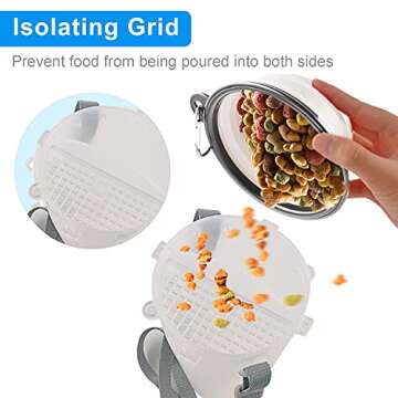 Dog Travel Water Bottle Collapsible Bowls, 2 in 1 Pet Food Container with Collapse Bowls, Outdoor Portable Water Bowls for Walking, Traveling, Camping and Hiking (White)