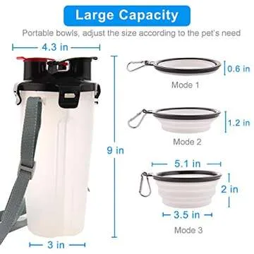 Dog Travel Water Bottle Collapsible Bowls, 2 in 1 Pet Food Container with Collapse Bowls, Outdoor Portable Water Bowls for Walking, Traveling, Camping and Hiking (White)