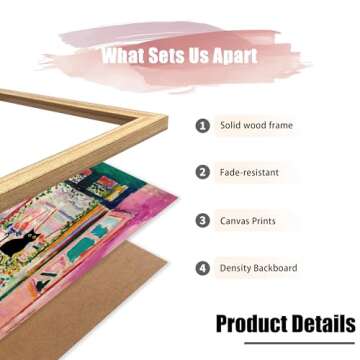 Artistry Canvas Art Henri Matisse Cat Wall Art - Wood Framed Funny Black Cat Poster, Famous Fauvism ...