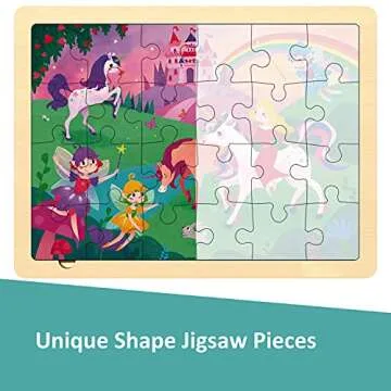 MoinKidz 24 Piece Puzzles for Kids Ages 3-5, Unique Shape Jigsaw Pieces Fairy Princess, Wooden Jigsa...