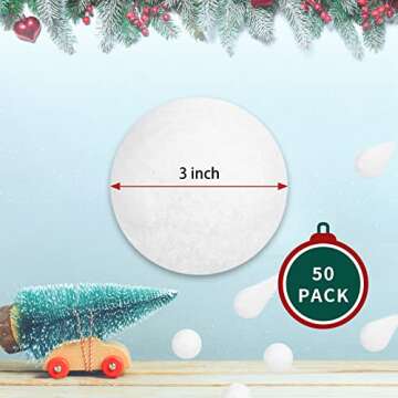 50 Pack Fake Snowballs for Kids Indoor and Outdoor, 3 inch Christmas Snow Balls for Fights, Fake Sno...
