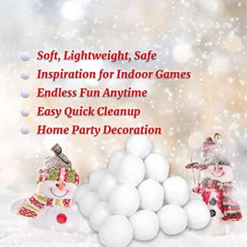50 Pack Fake Snowballs for Kids Indoor and Outdoor, 3 inch Christmas Snow Balls for Fights, Fake Snow Toys for Winter Holiday Toss Game