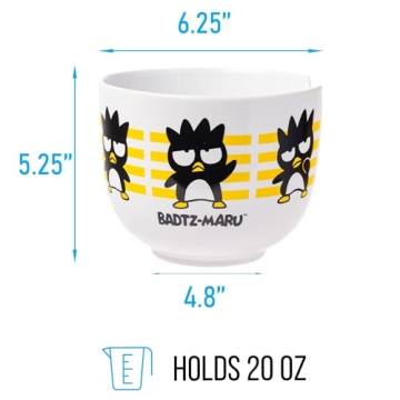 Hello Kitty Badtz-Maru Ramen Bowl & Chopsticks - 20oz